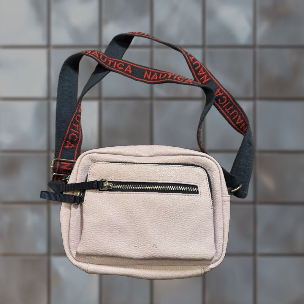 Nautica Lilac Faux Leather Crossbody Bag - Small, Pebbled Finish, Adjustable Strap, Womens in White