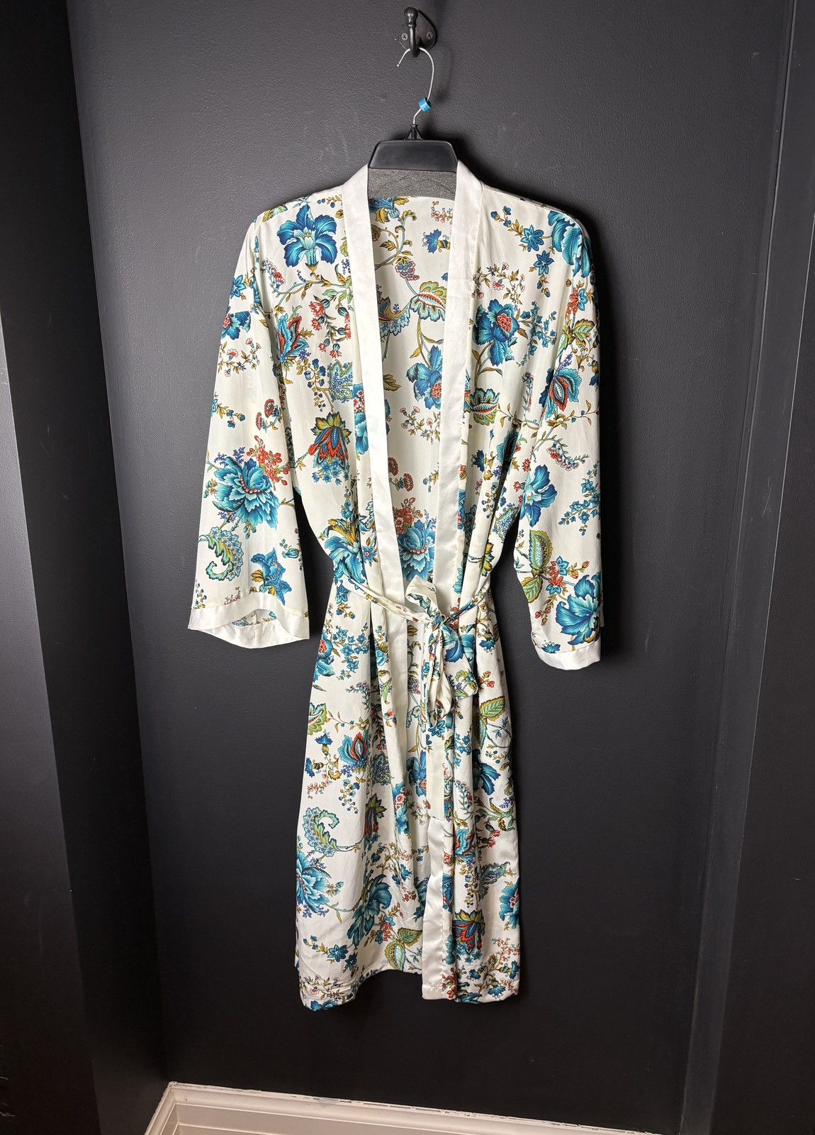 Vintage 2000s Vintage Bath Robe Silk Floral Polyester Lounge Sleep Size XL / US 12-14 / IT 48-50 - 10 Thumbnail