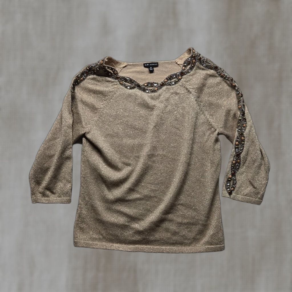 Vintage A.D. originals Brown Long Sleeve Lightweight Sweater Trim on Neck & Arms Medium Size M / US 6-8 / IT 42-44 - 1 Thumbnail