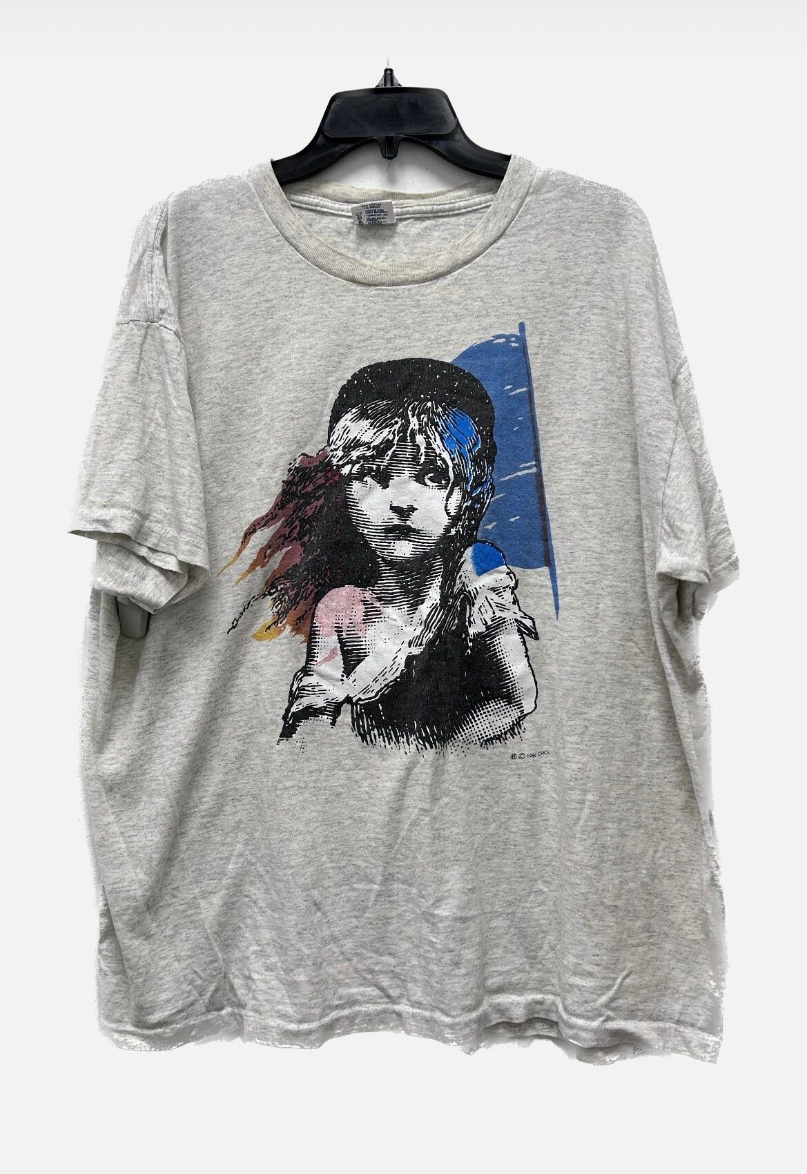 Image of 1986 Original "les Miserables" Graphic Tee in Grey, Men's (Size XL)