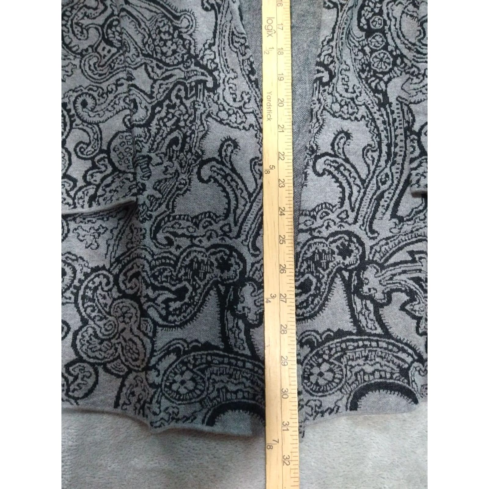 J. Jill J.Jill Sweater Cardigan Womens Small Gray Paisley Open Front Boho Lagenlook Knit Lightweight Casual Vintage No Size S / US 4 / IT 40 - 3 Thumbnail