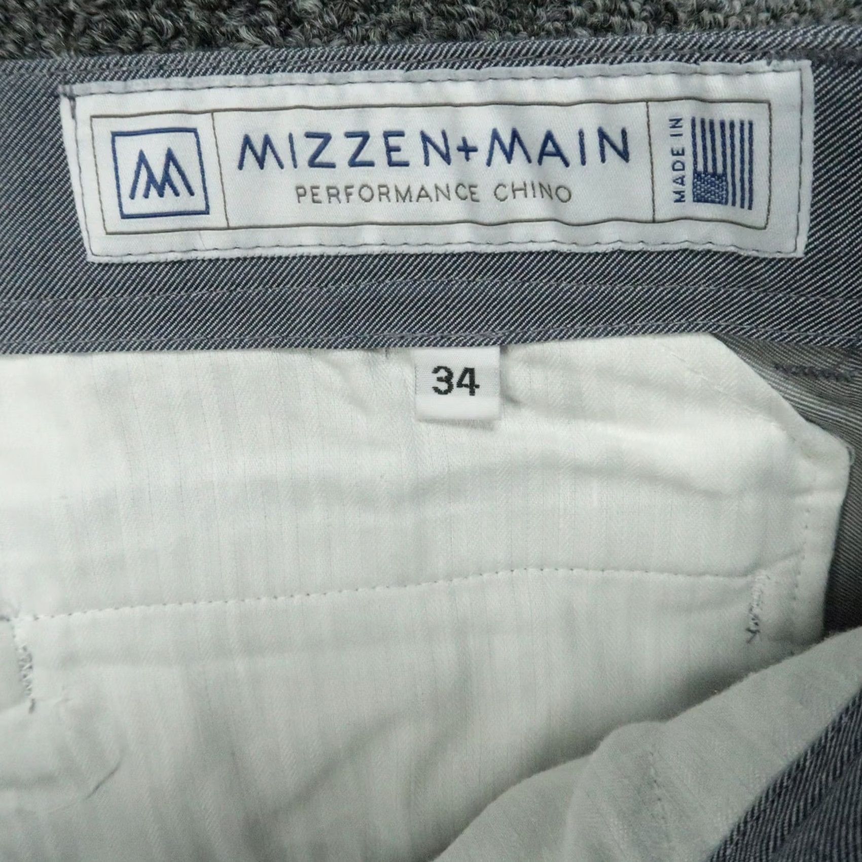 Mizzen+Main Mizzen+Main Pants Mens 34x28 Blue Chino Straight Front Stretch 34 Regular Size US 34 / EU 50 - 3 Thumbnail