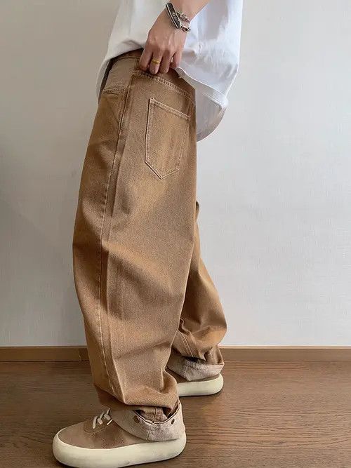 VIBE Brown Baggy Cuffed Denim Jeans Size US 32 / EU 48 - 7 Thumbnail