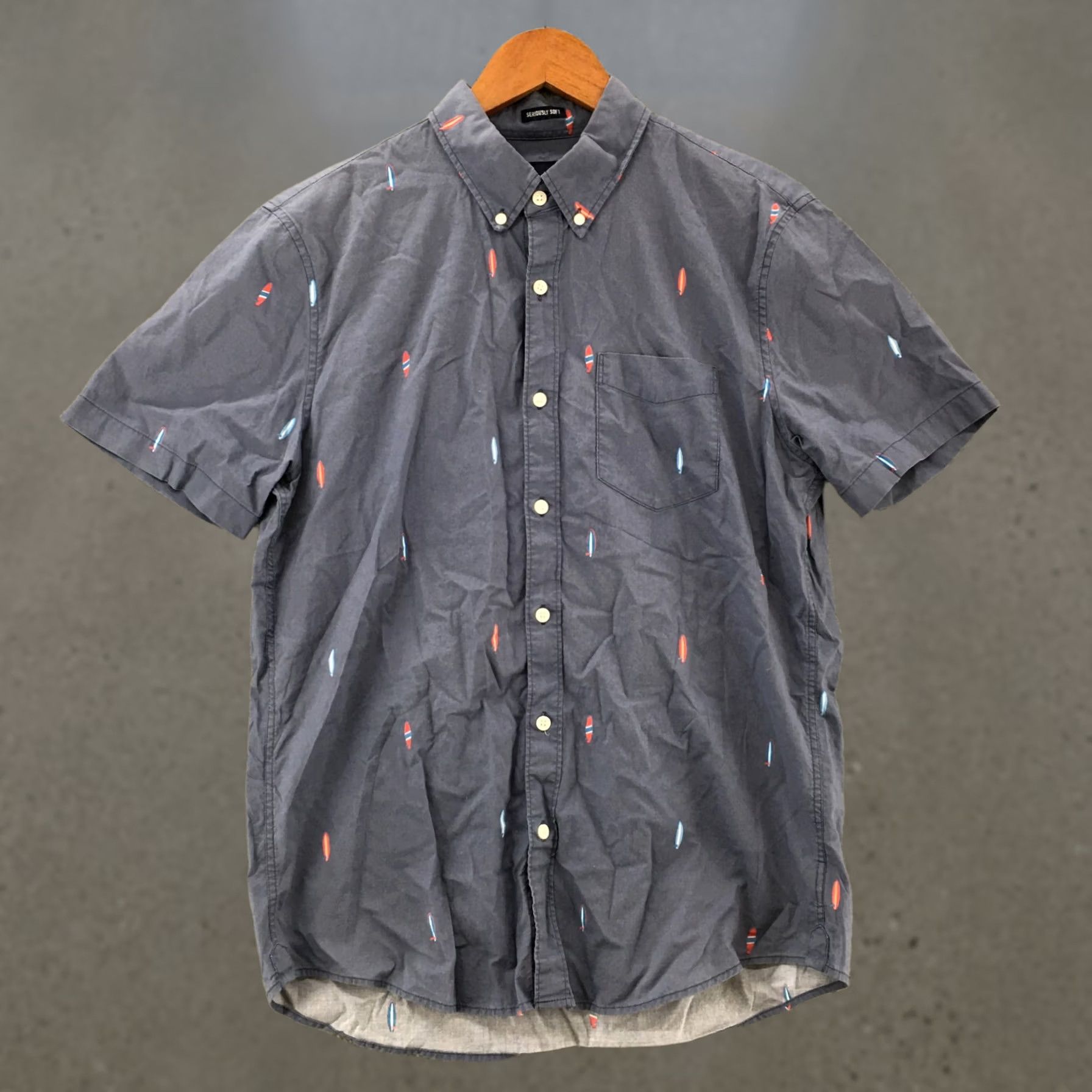 American Eagle Outfitters American Eagle Outfitters Button-Down Shirt Mens M Blue Short Sleeve Printed Top Size US M / EU 48-50 / 2 - 1 Thumbnail