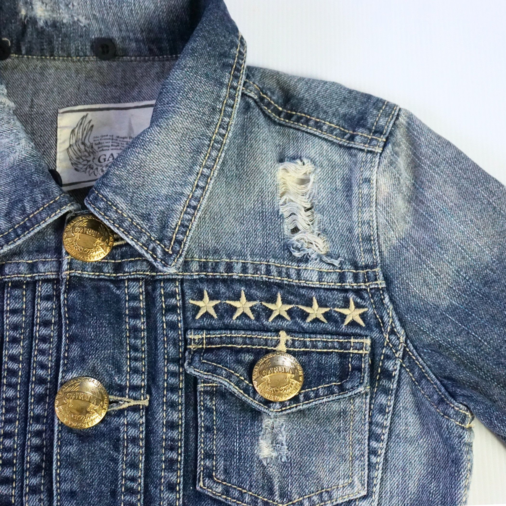 Japanese Brand GARULA Ripped & Distressed Women Denim Jacket Size XS / US 0-2 / IT 36-38 - 4 Thumbnail