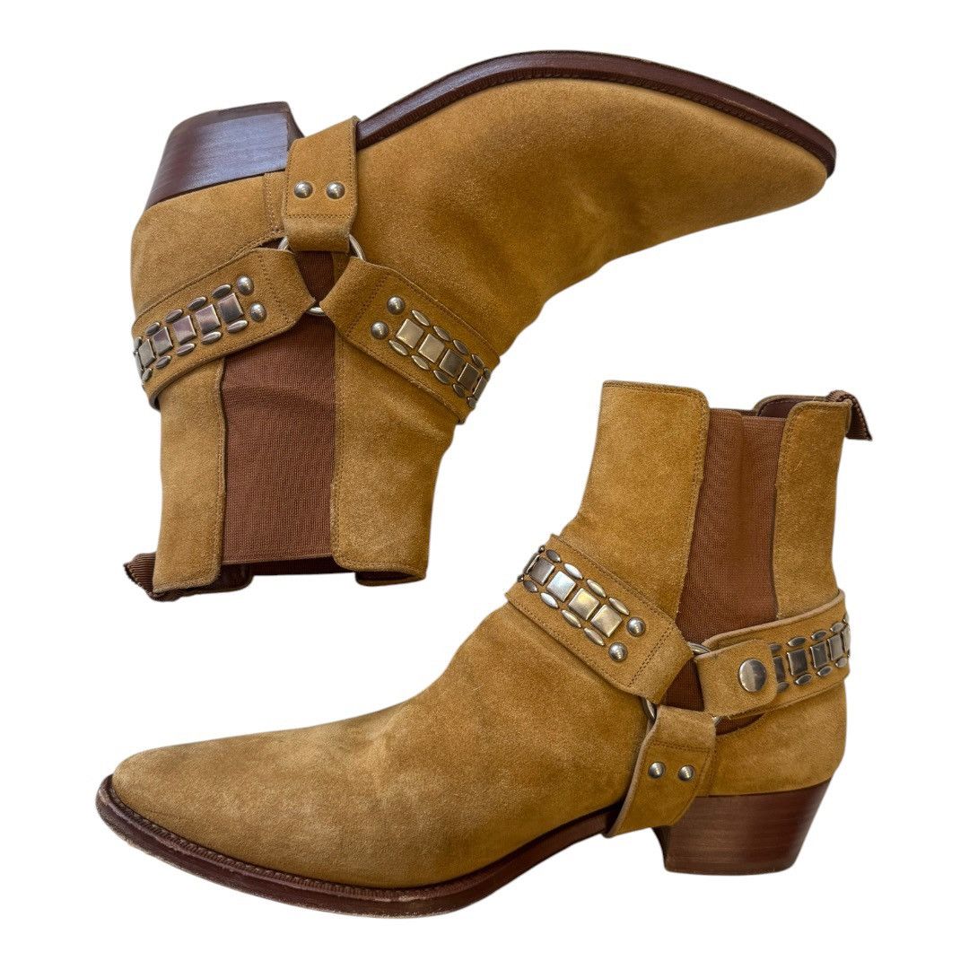 Celine Celine Studded Camargue Boot in Light Brown Suede / Silver Size US 8.5 / EU 41-42 - 2 Thumbnail