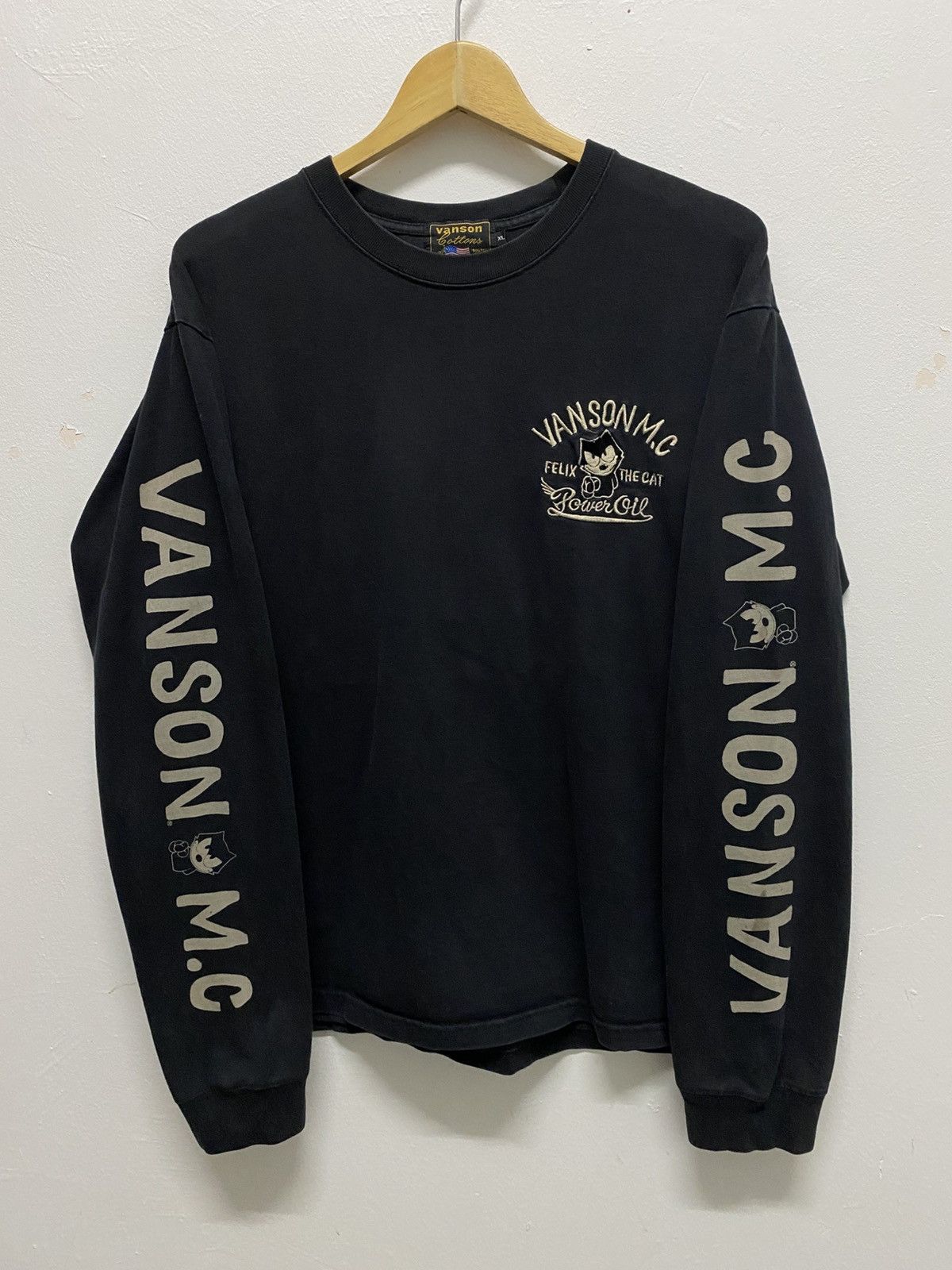 Mastermind Japan × Vanson Leathers VANSON LEATHER X FELIX THE CAT EMBROIDERED LOGO T-SHIRT(G-34 Size US XL / EU 56 / 4 - 5 Thumbnail