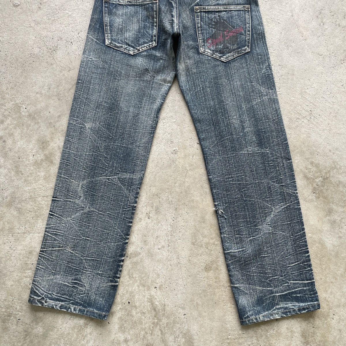Japanese Brand Rare💥 Vintage Japanese Double Waist Jeans Patch Faded Pants Size US 31 - 11 Thumbnail