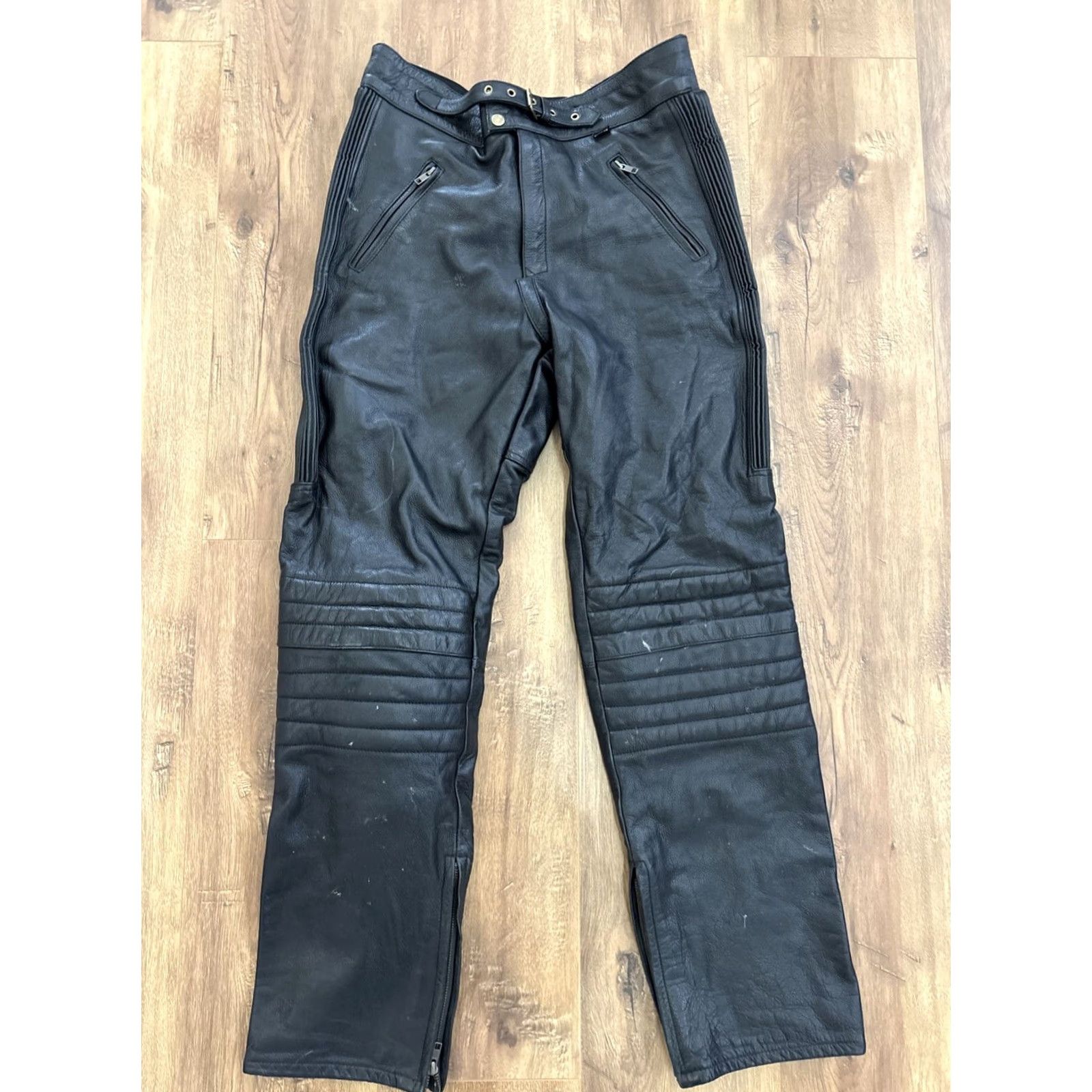 Vintage VINTAGE Wicked Stock Leather Pants Biker Motorcycle Lined 5-Pocket Mens XL Black Size US 36 / EU 52 - 4 Thumbnail
