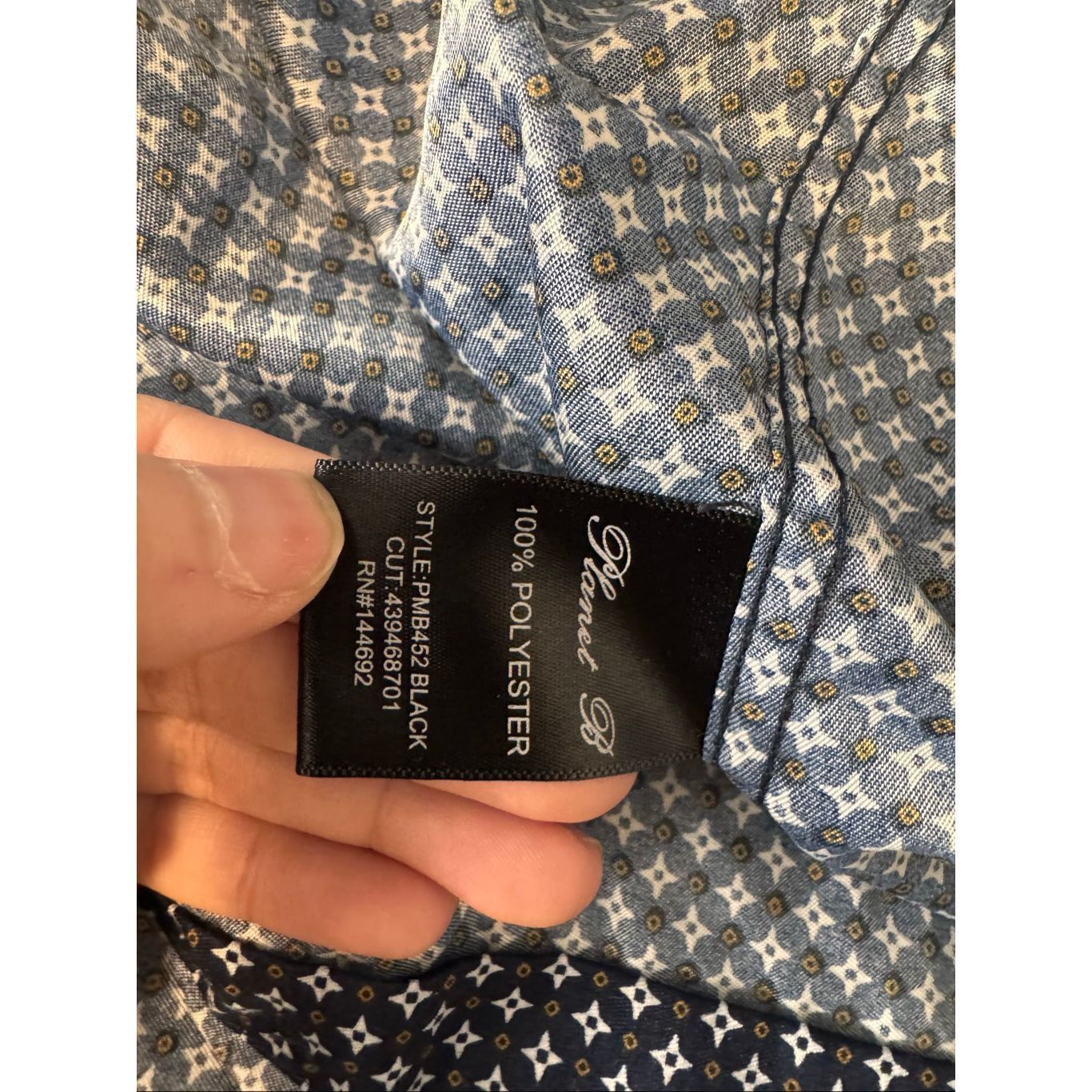 Free Planet Planet B Men’s Short Sleeve Button Up Shirt Blue Geometric P Size US XXL / EU 58 / 5 - 2 Thumbnail