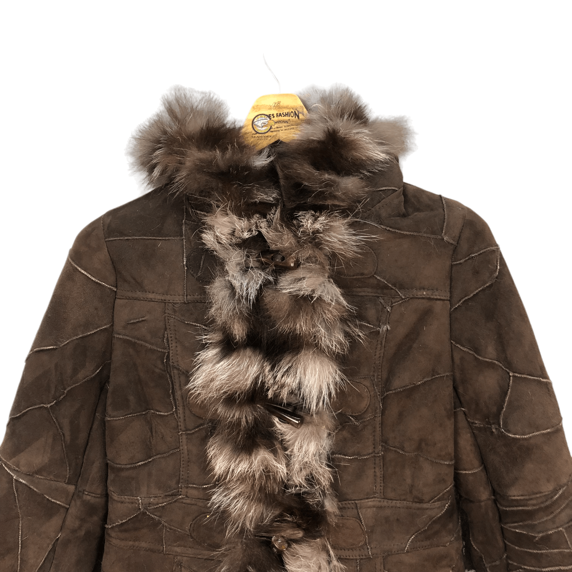 Fox Racing PATCHWORK SHEEP SKIN SILVER FOX FUR OVERCOAT #5752-205 Size S / US 4 / IT 40 - 2 Thumbnail