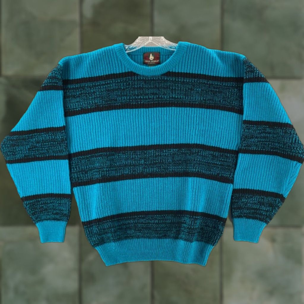 High Sierra VINTAGE High Sierra Sweater Mens Pullover Knit Crew Neck Blue Striped L Adult Large Vintage 90s Outdoor Dad Theme Mens Size US L / EU 52-54 / 3 - 1 Thumbnail