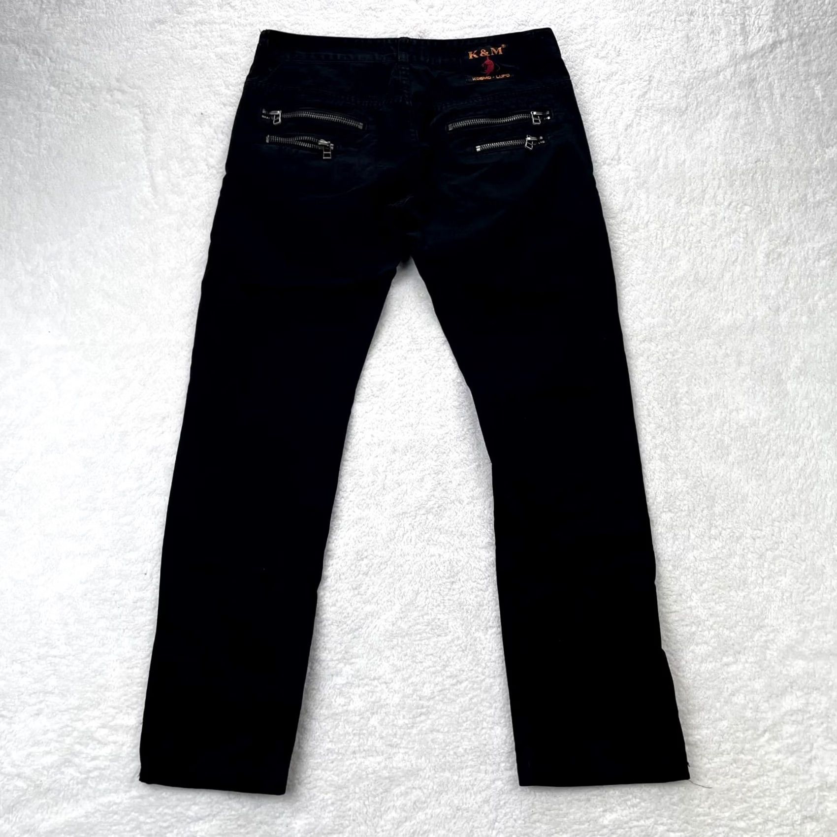 Vintage VINTAGE Kosmo Lupo Jeans Mens 34x31 Black Denim Straight Zipper Pockets Italy Min 34x31 Size US 34 / EU 50 - 5 Thumbnail