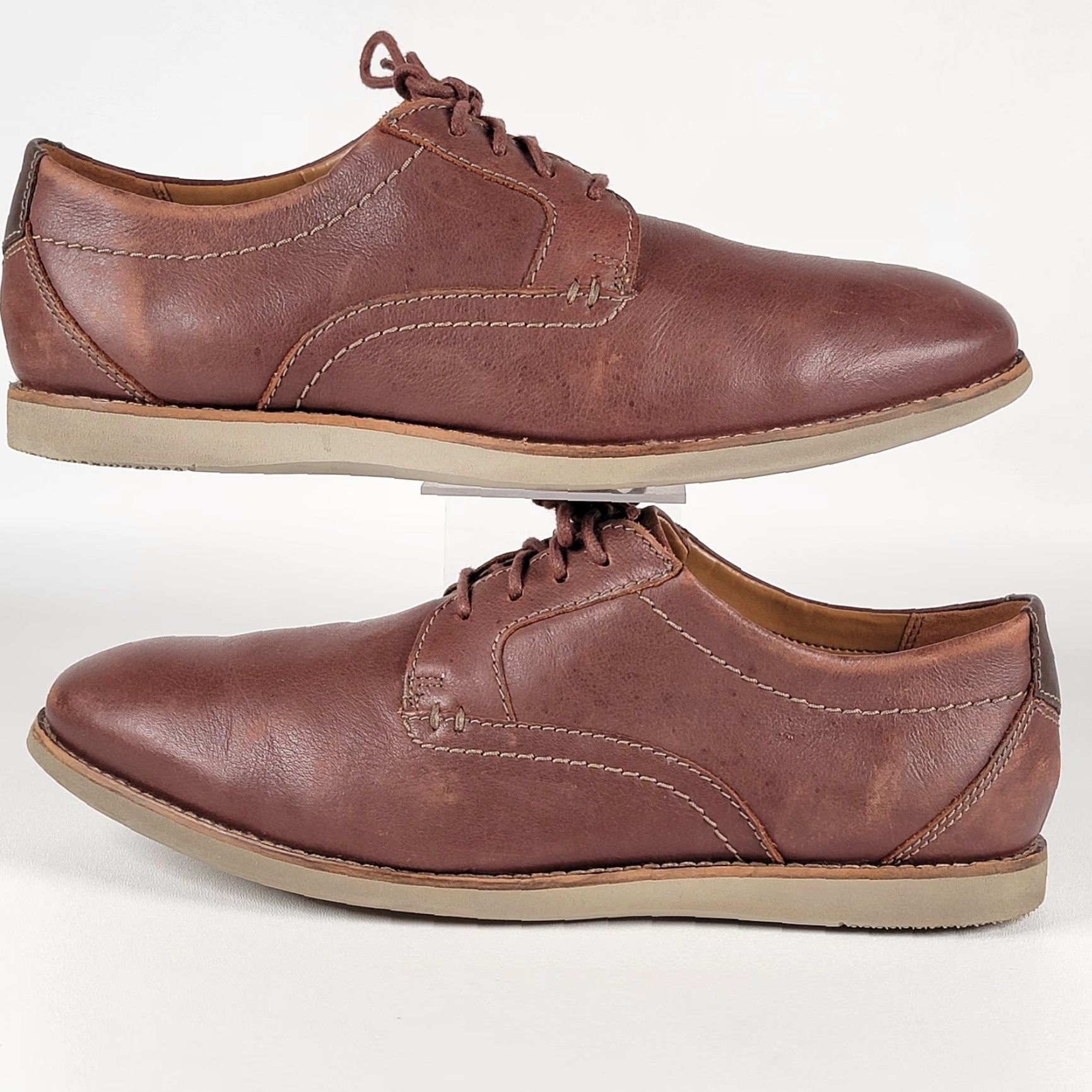 Clarks Clarks Oxford Men's Raharto Plain Brown Leather Size 10.5 M Shoes Casual Workwear Travel Size US 10 / EU 43 - 5 Thumbnail