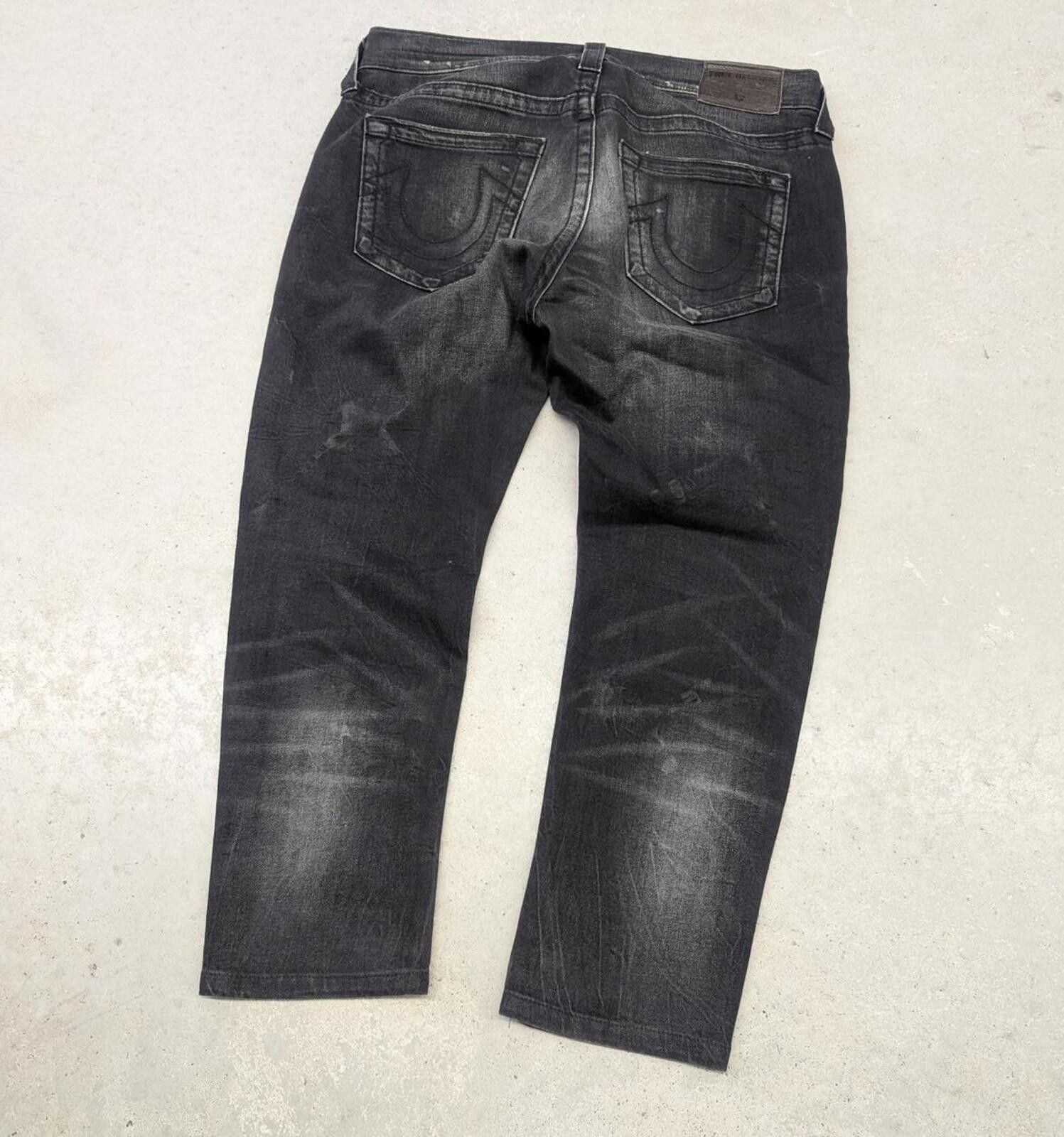 Mid 2000s Y2K True Religion Rocco Relaxed Skinny Black Jeans