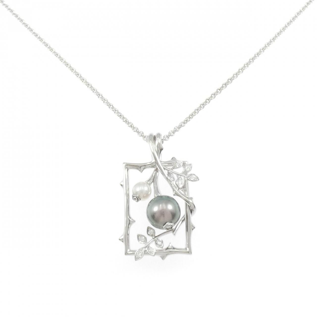 Mikimoto Mikimoto Mikimoto Au750 Pearl Diamond Necklace Precious Metal Necklace DUTY FREE for USA Size ONE SIZE - 1 Thumbnail