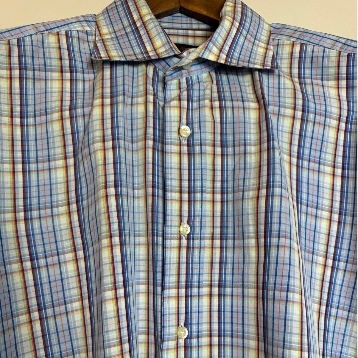 Etro ETRO Light Blue Plaid Button Down Dress Shirt - Size L Size US L / EU 52-54 / 3 - 4 Thumbnail