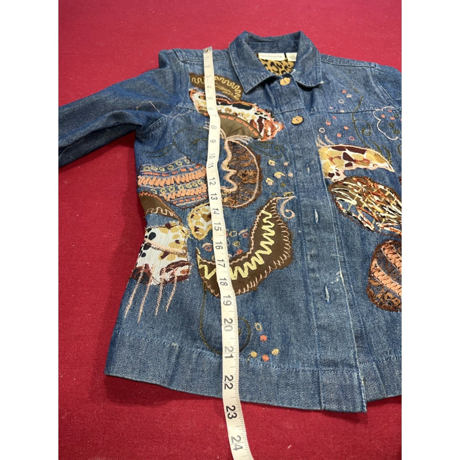 Vintage VINTAGE Breckenridge Denim Jacket Womens Blue Button Up Long Sleeve Floral Embroidered PS Size S / US 4 / IT 40 - 5 Thumbnail