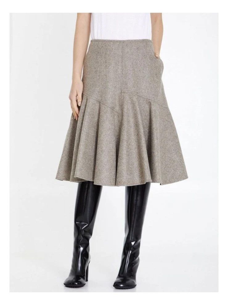 Bottega Veneta o1y0725 Midi Skirt in Mink Melange Size 28" / US 6 / IT 42 - 4 Thumbnail
