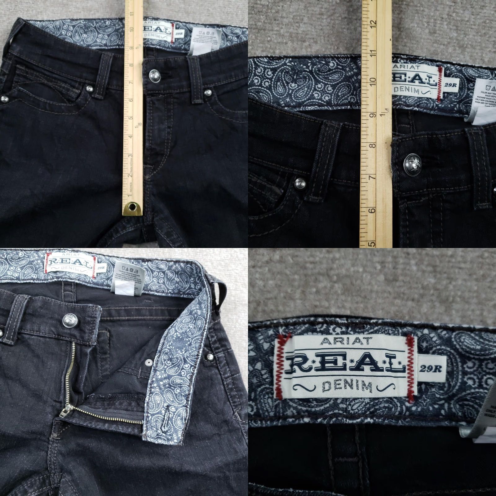 Ariat Ariat Jeans Womens 29R Black REAL Denim Bootcut Western Embellished Stretch Size 29" - 8 Thumbnail