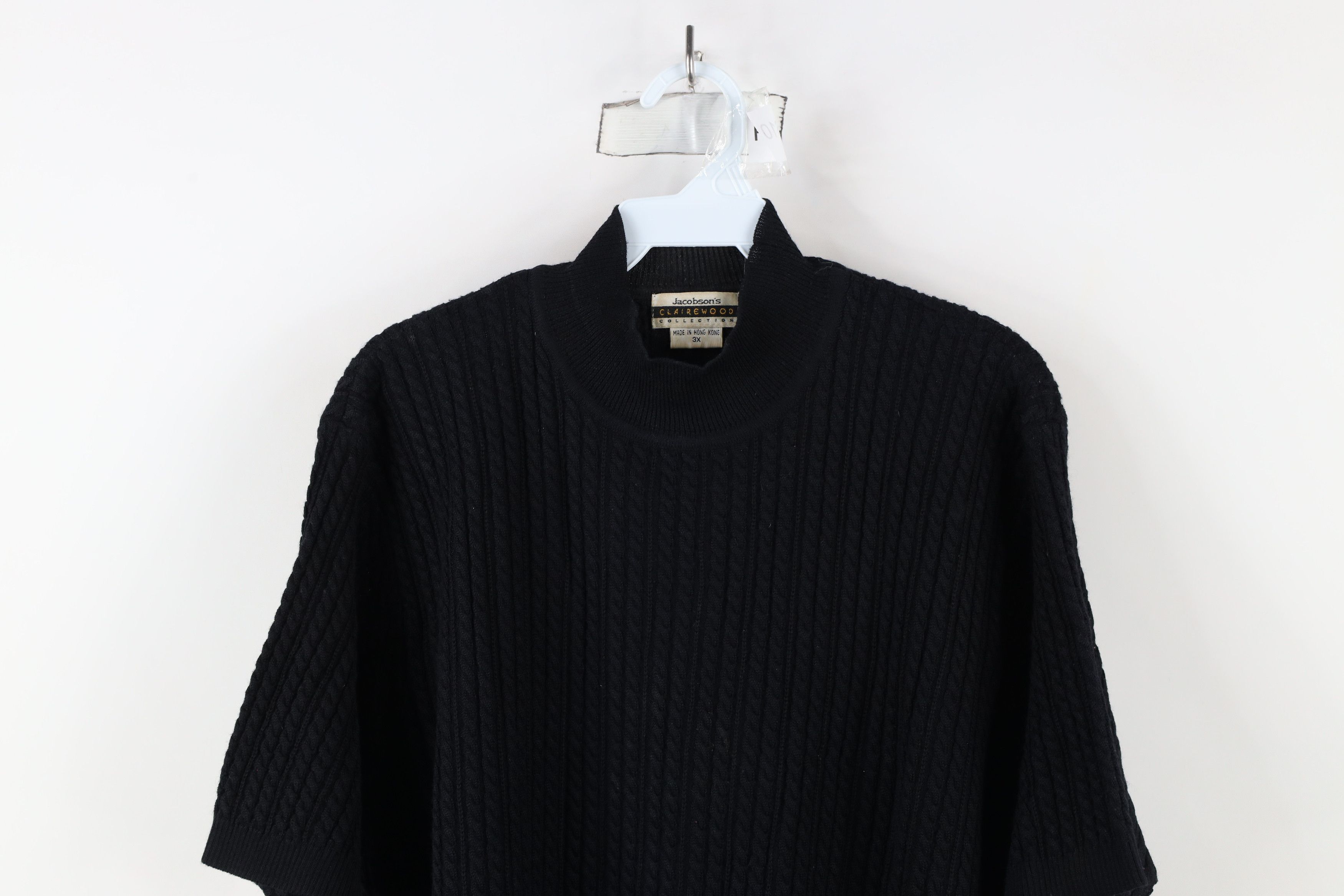 Vintage Vintage 90s Streetwear Blank Cable Knit Short Sleeve Sweater Size 3XL / US 20-22 - 2 Thumbnail