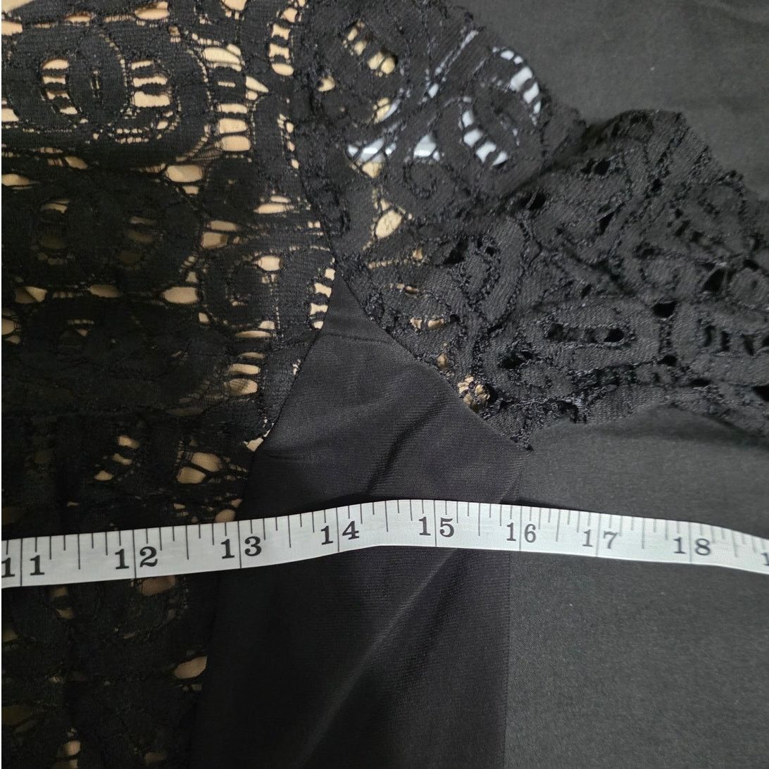Anne Klein Anne Klein Black/Beige Short Sleeve Crochet Mini Dress - 2 Size XS / US 0-2 / IT 36-38 - 6 Thumbnail