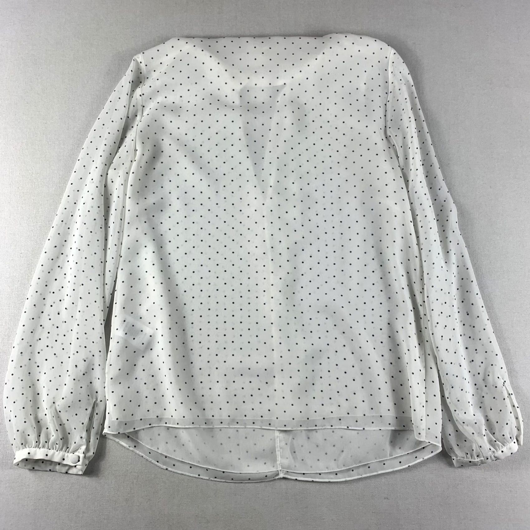 AVEC LES FILLES AVEC LES FILLES Blouse WOMENS XS WHITE BLACK POLKA DOT V-NECK LONG SLEEVE Size XS / US 0-2 / IT 36-38 - 2 Thumbnail