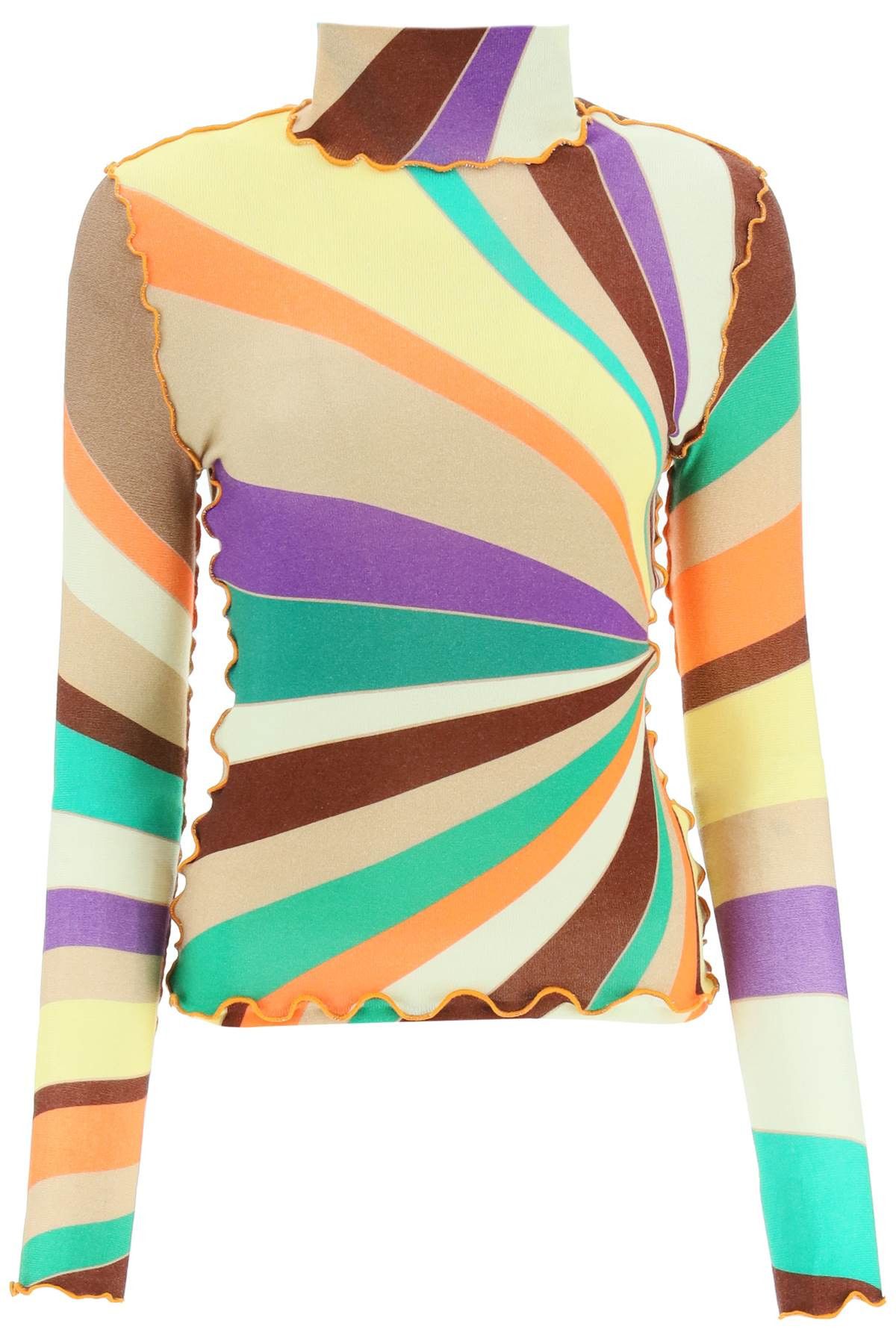 image of Siedres Multicolored Turtleneck Sweater With Gathered Stitching, Women's (Size XS)