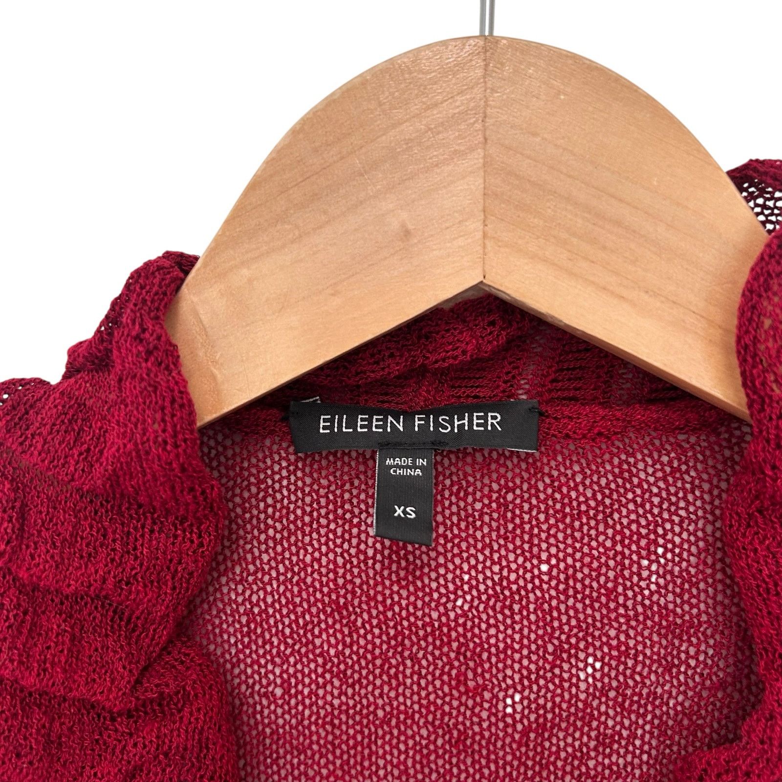Eileen Fisher Eileen Fisher Red Rayon Linen Blend Ruffle Cardigan Sz XS Size XS / US 0-2 / IT 36-38 - 2 Thumbnail