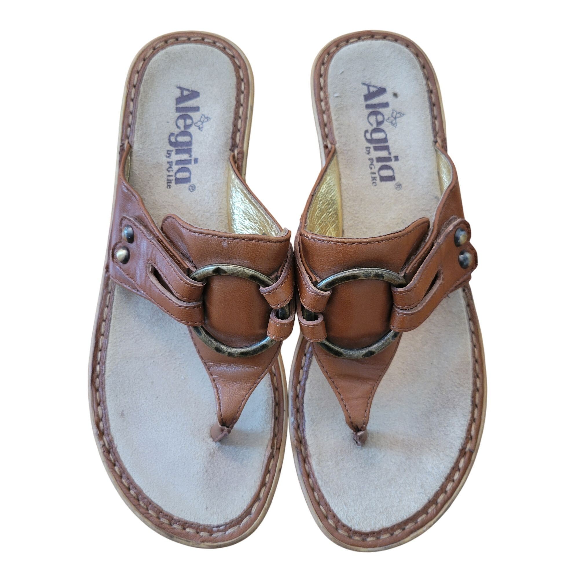 Other Alegria Leather Thong Sandals 6 Brown Comfort Slides LOLA We Size US 6 / IT 36 - 2 Thumbnail