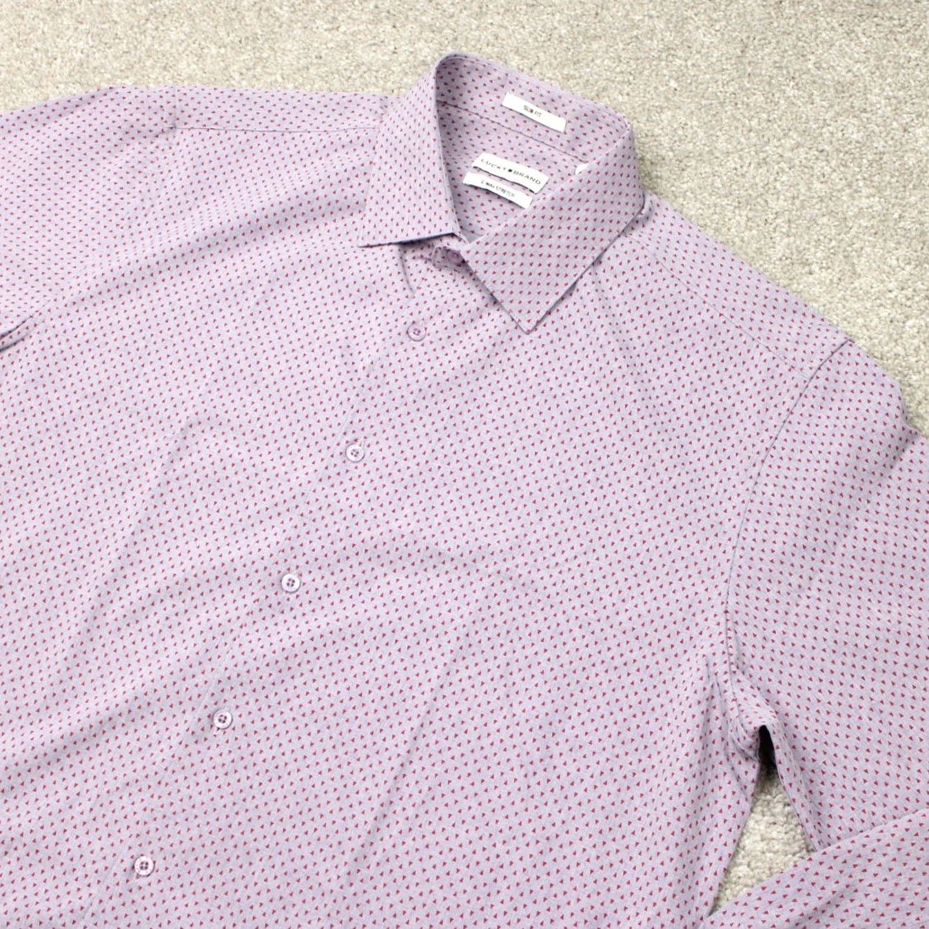 Lucky Brand Lucky Brand Shirt Mens 16-16 1/2 34/35 Purple/Red Geometric 4 Way Stretch Slim Shirt Mens Slim Geometric Purple Red Christmas Quando? Size US XL / EU 56 / 4 - 3 Thumbnail