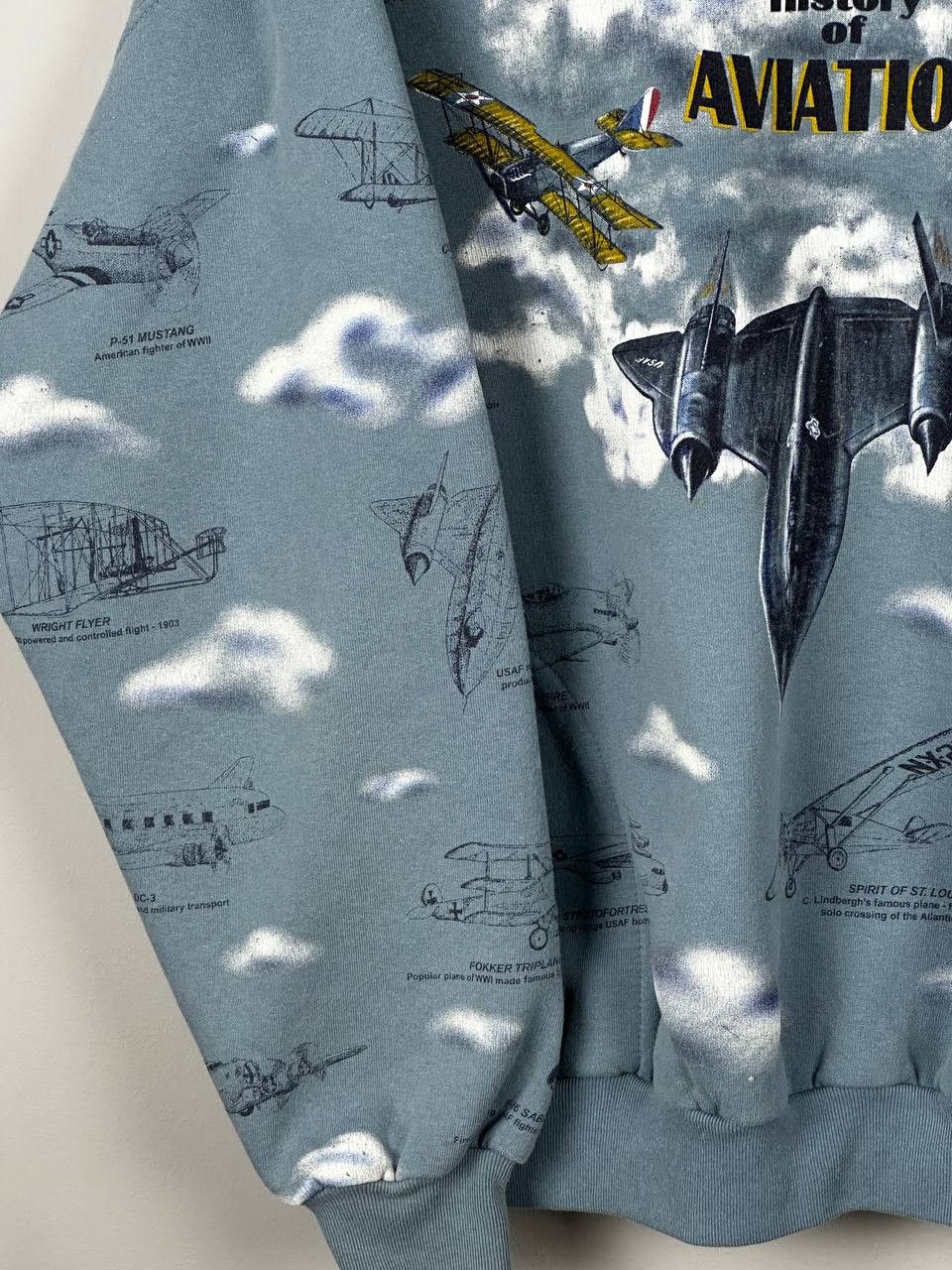 Vintage Vintage 90s AOP History Of Aviation USA Crewneck Sweatshirt Size US XL / EU 56 / 4 - 4 Thumbnail