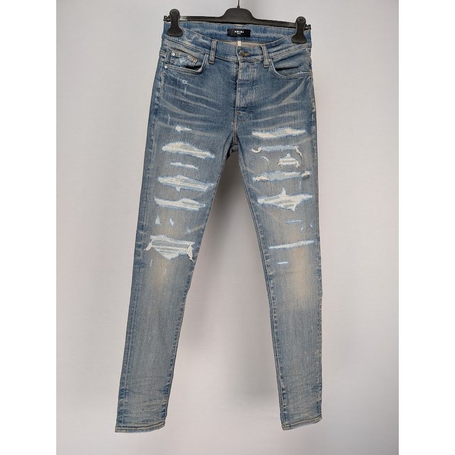 Amiri o1rshd1 Q:2 / Denim Repair Thrasher Jeans in Clay Indigo Size US 32 / EU 48 - 1 Thumbnail