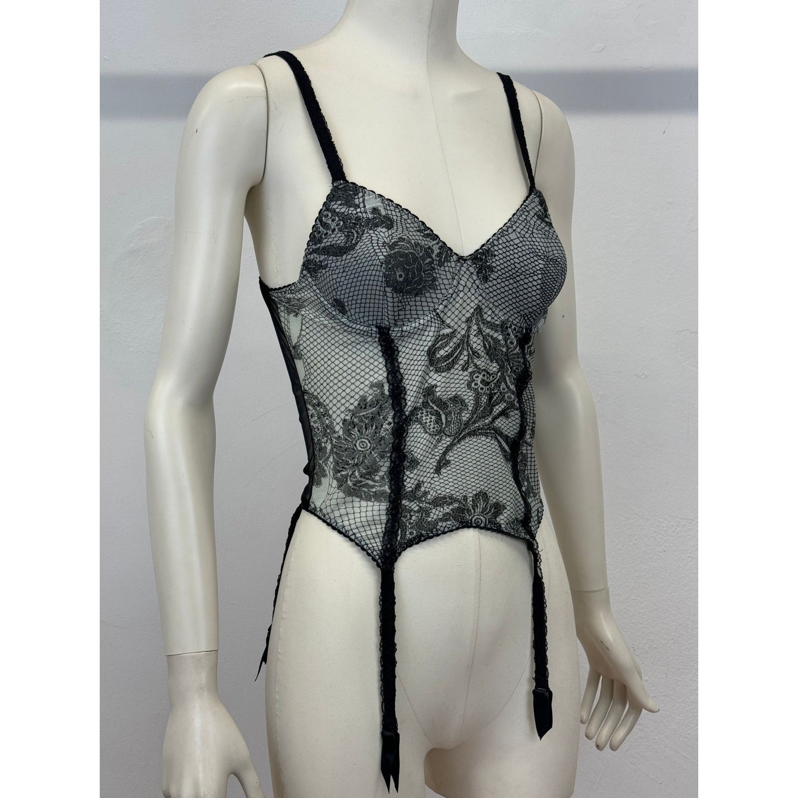 Roberto Cavalli A/W2003 Roberto Cavalli floral mesh corset bustier Size M / US 6-8 / IT 42-44 - 2 Thumbnail