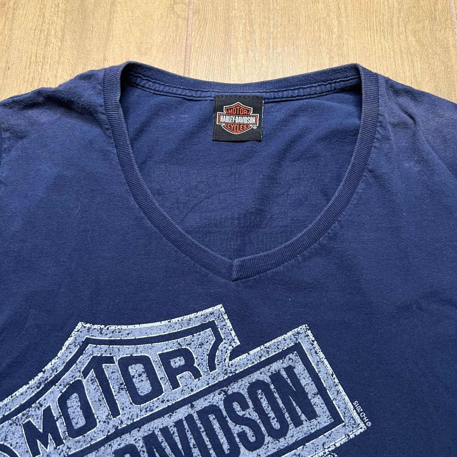 Harley Davidson Harley-Davidson women's Sz L/XL blue v-neck short-sleeve Size US XL / EU 56 / 4 - 3 Thumbnail