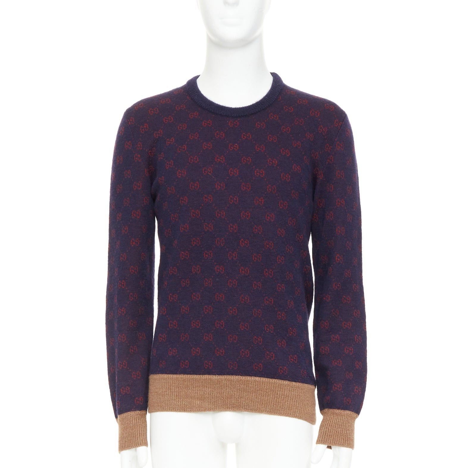 Gucci GUCCI GG Jacquard purple red wool alpaca monogram knit sweater Size US M / EU 48-50 / 2 - 1 Thumbnail