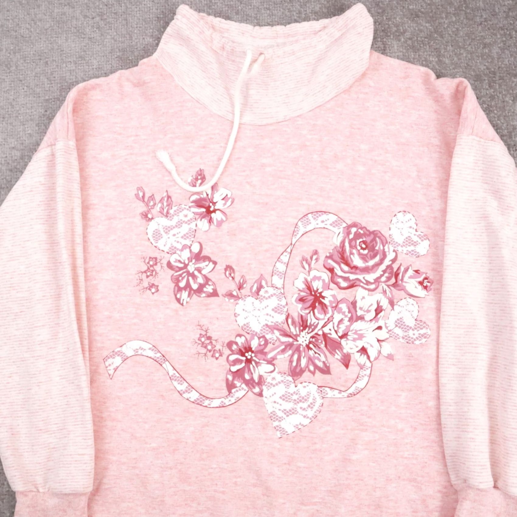 Vintage VINTAGE Women's Sweatshirt Pink 90s Floral Roses Made in USA XL Long Sleeve Pullover Sweatshirt Womens Size XL / US 12-14 / IT 48-50 - 5 Thumbnail