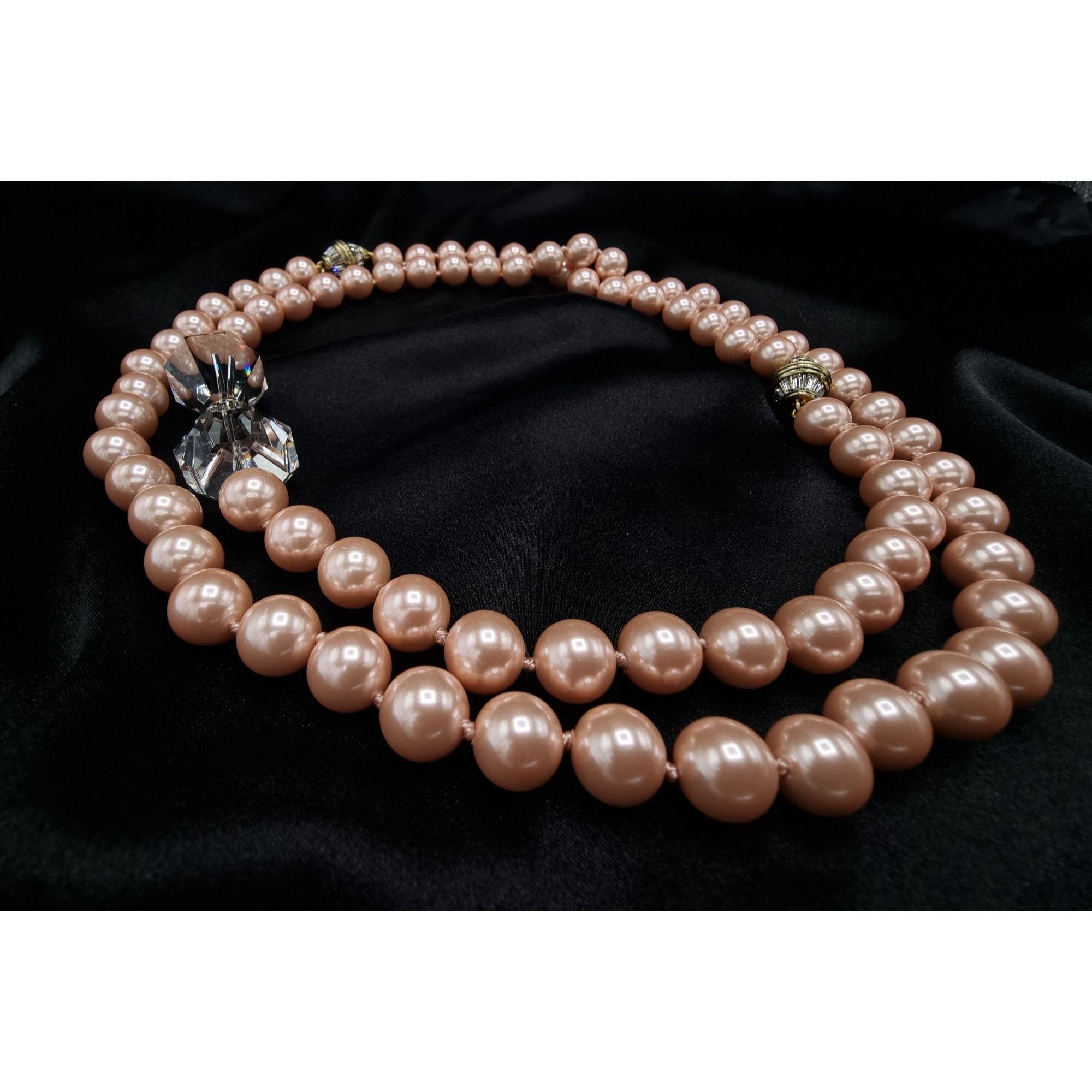 Vintage Heidi Daus Double-Strand Faux Pearl Necklace With Crystal Bo Size ONE SIZE - 3 Thumbnail
