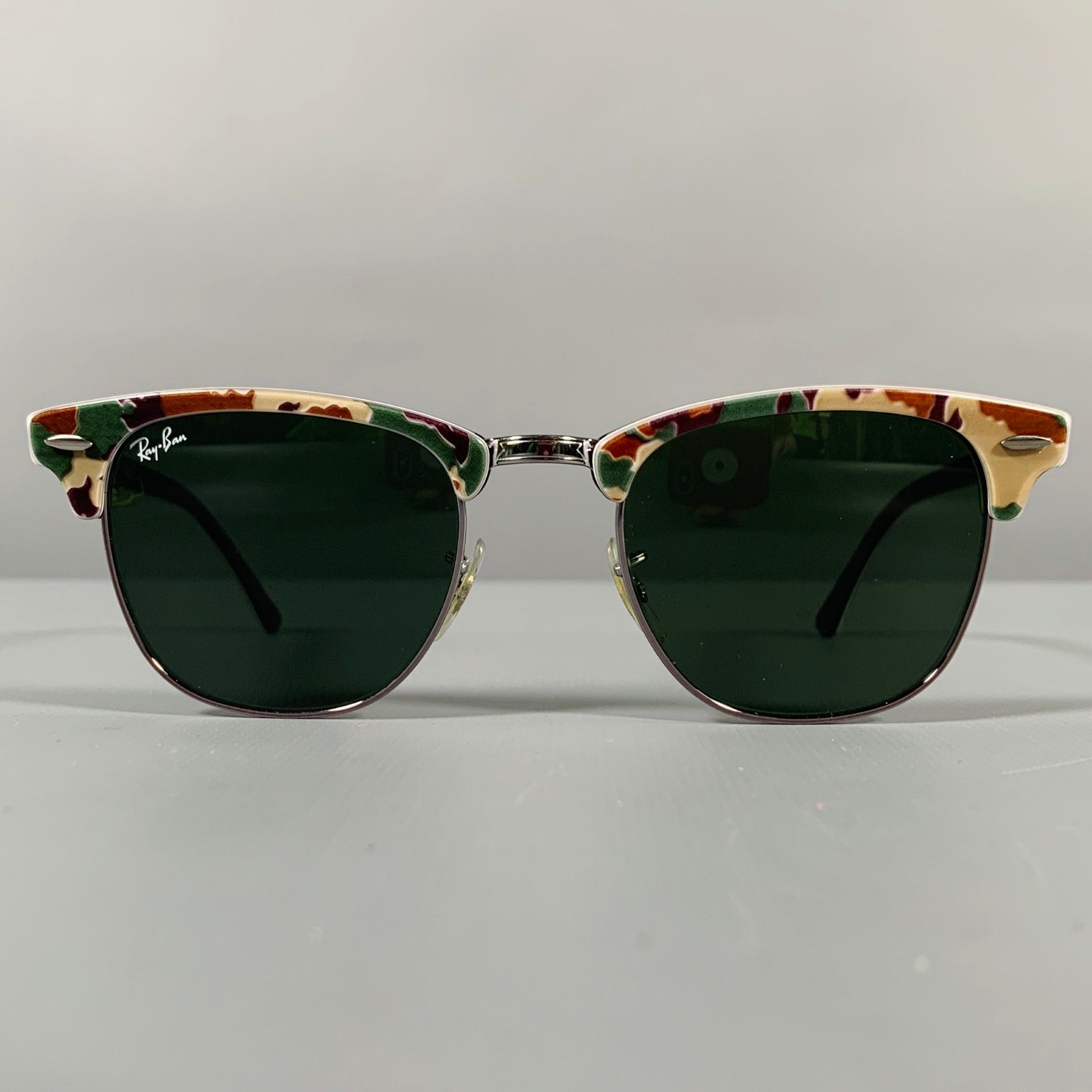 image of Rayban Clubmaster Classic Multi Color Camouflage Metal Sunglasses, Men's