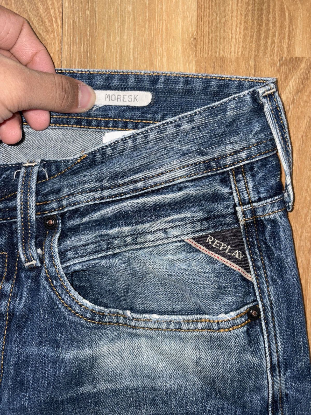 Replay Replay Moresk Slim-Straight Distressed Jeans - Size 30x32 Size US 30 / EU 46 - 5 Thumbnail
