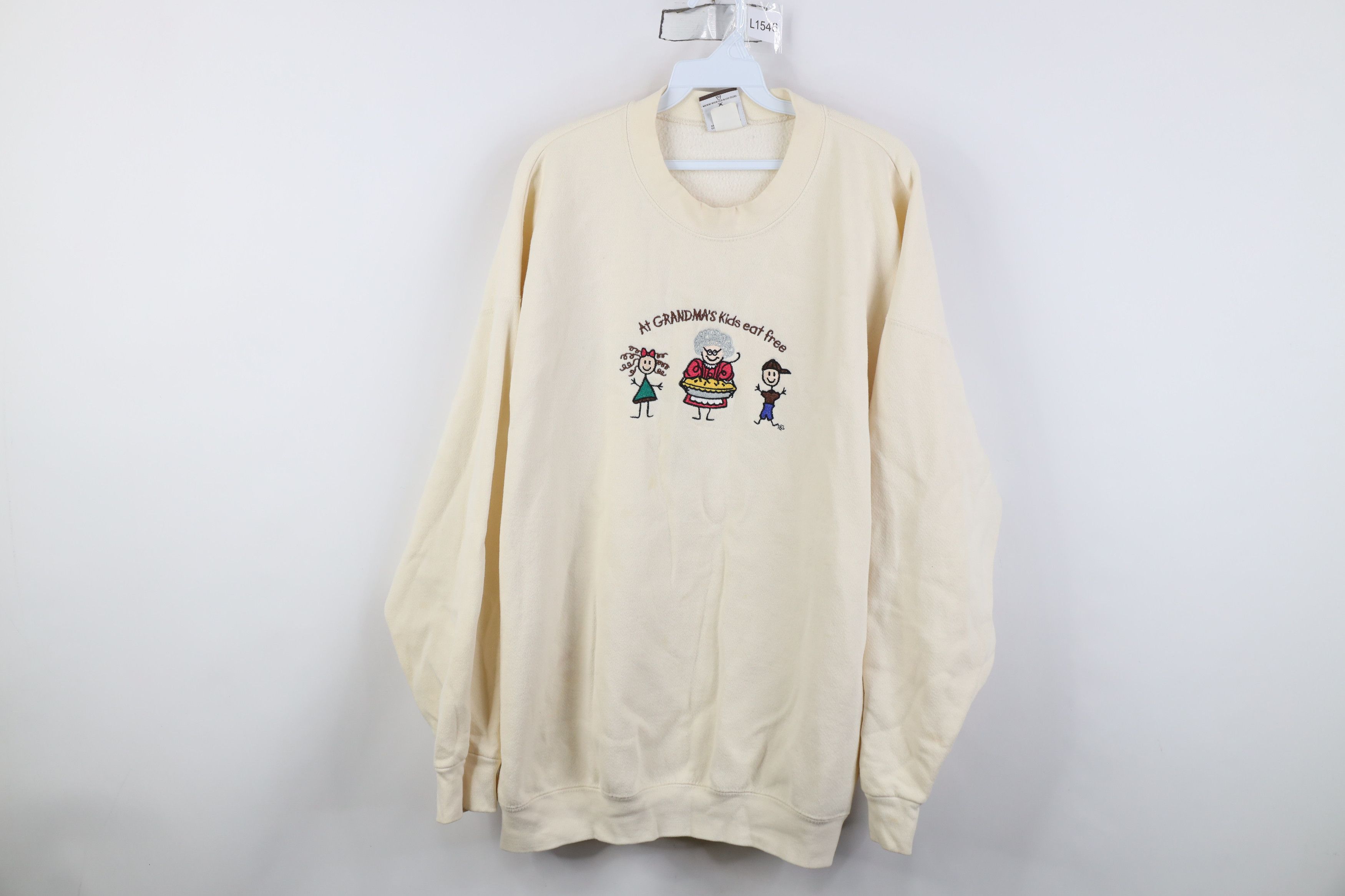 Vintage Vintage 90s Grandmas Kids Eat Free Crewneck Sweatshirt USA Size XXL / US 16-18 / IT 52-54 - 1 Thumbnail