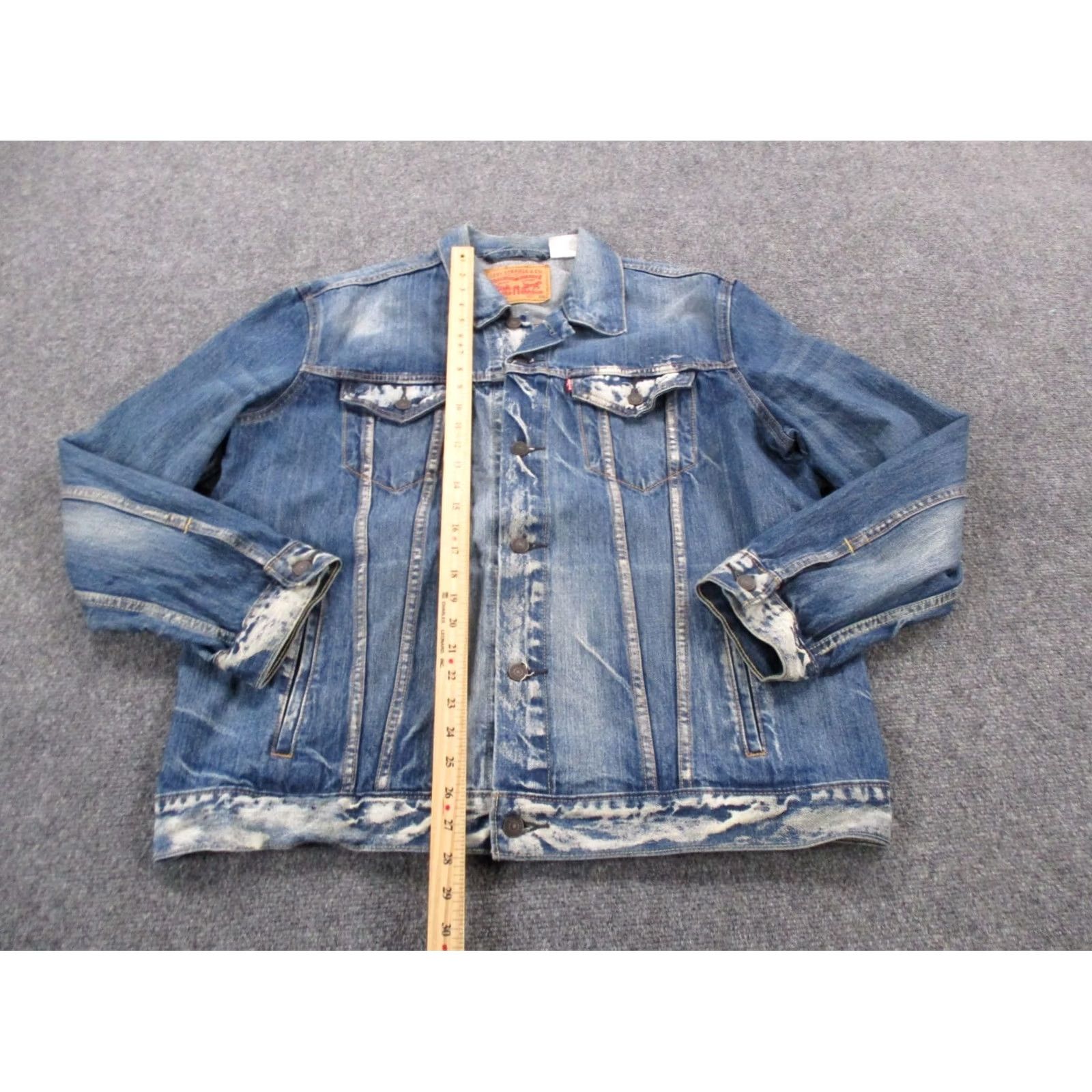 Levi's Levi's Jacket Mens 2XL Blue Denim Trucker Red Tab Biker Button Cotton Denim Jacket Size US 39 - 3 Thumbnail