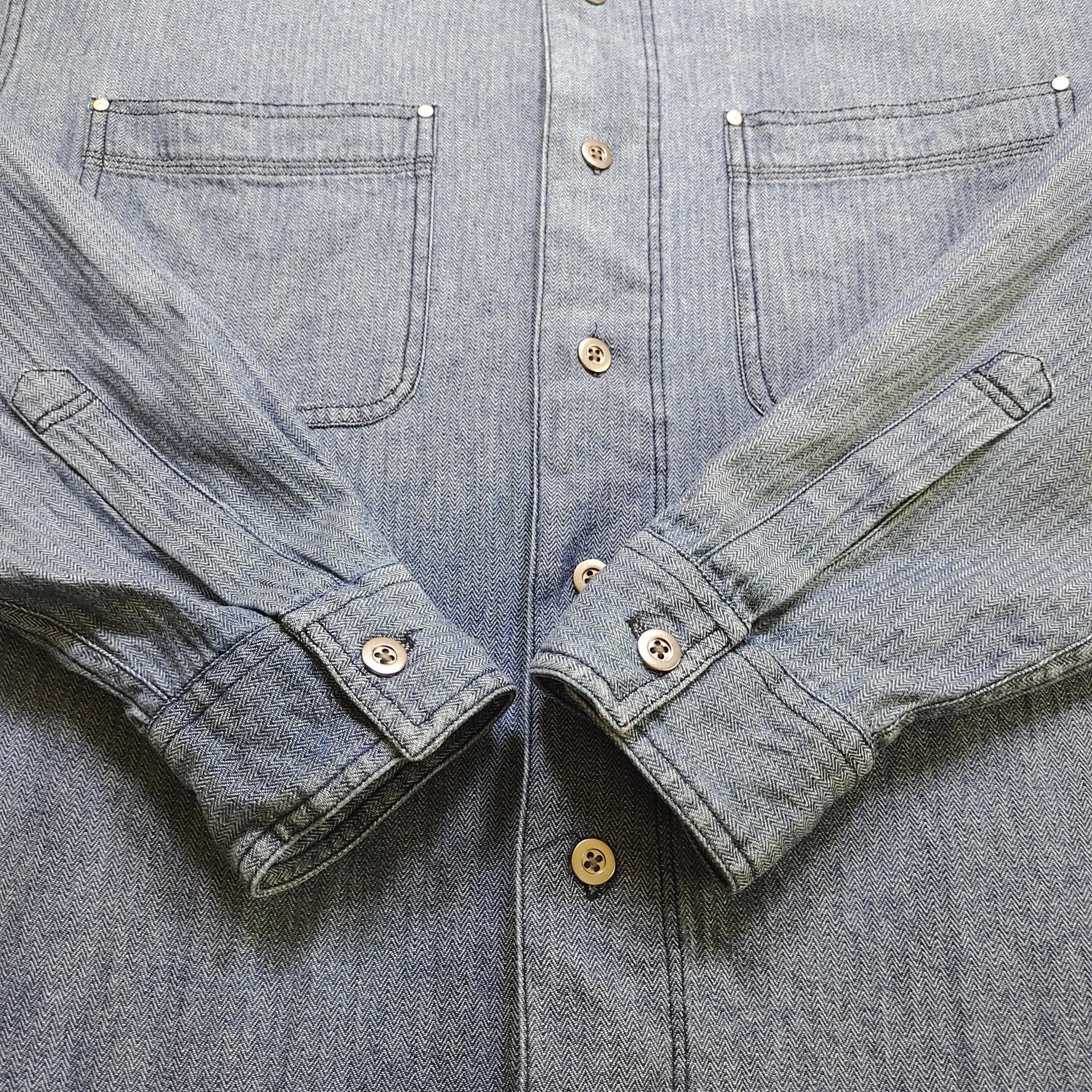 Vintage Piaggio Vespa button up shirt indigo jeans herringbone shirt Size US M / EU 48-50 / 2 - 7 Thumbnail
