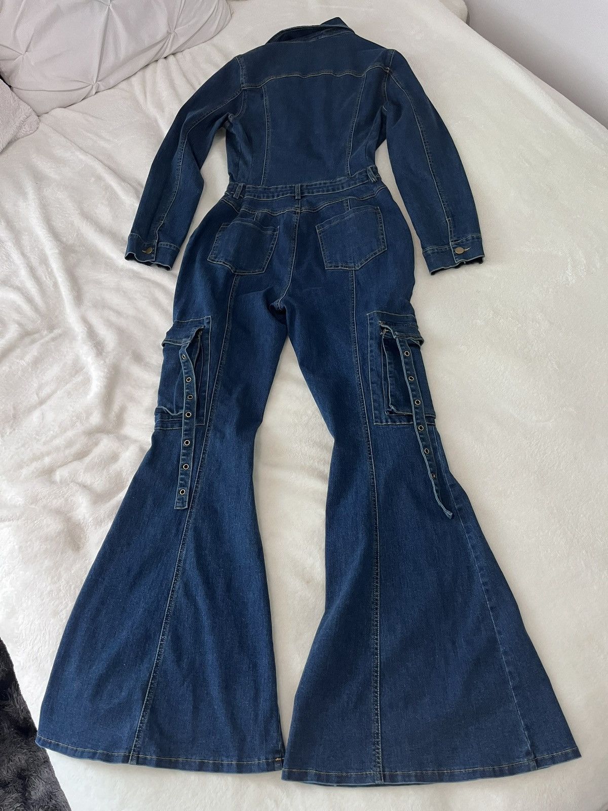Other Edgebyks Celene Flare Hem Denim Jumpsuit Size 28" / US 6 / IT 42 - 3 Thumbnail