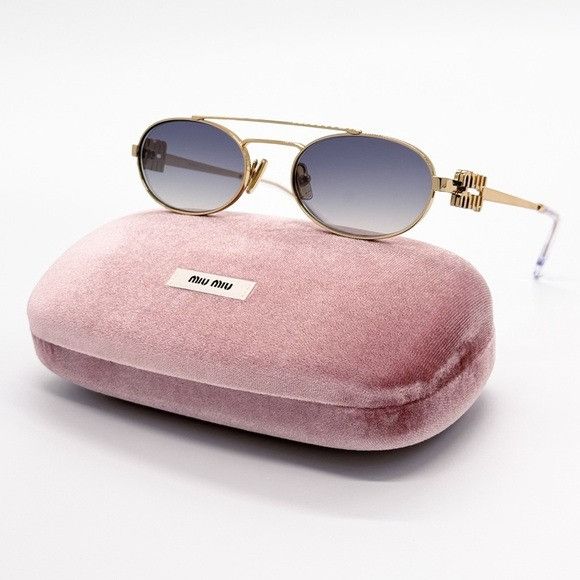 Miu Miu NEW MIU MIU MU54ZS 5AK30C WOMEN SUNGLASSES SMU 54Z GOLD OVAL Size ONE SIZE - 2 Thumbnail