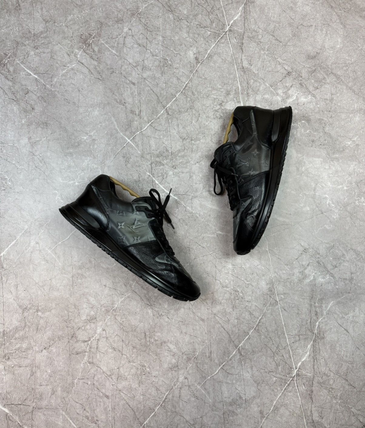 Louis Vuitton Louis Vuitton Run Away Sneaker Black Monogram Leather LV 10 Size US 11 / EU 44 - 2 Thumbnail