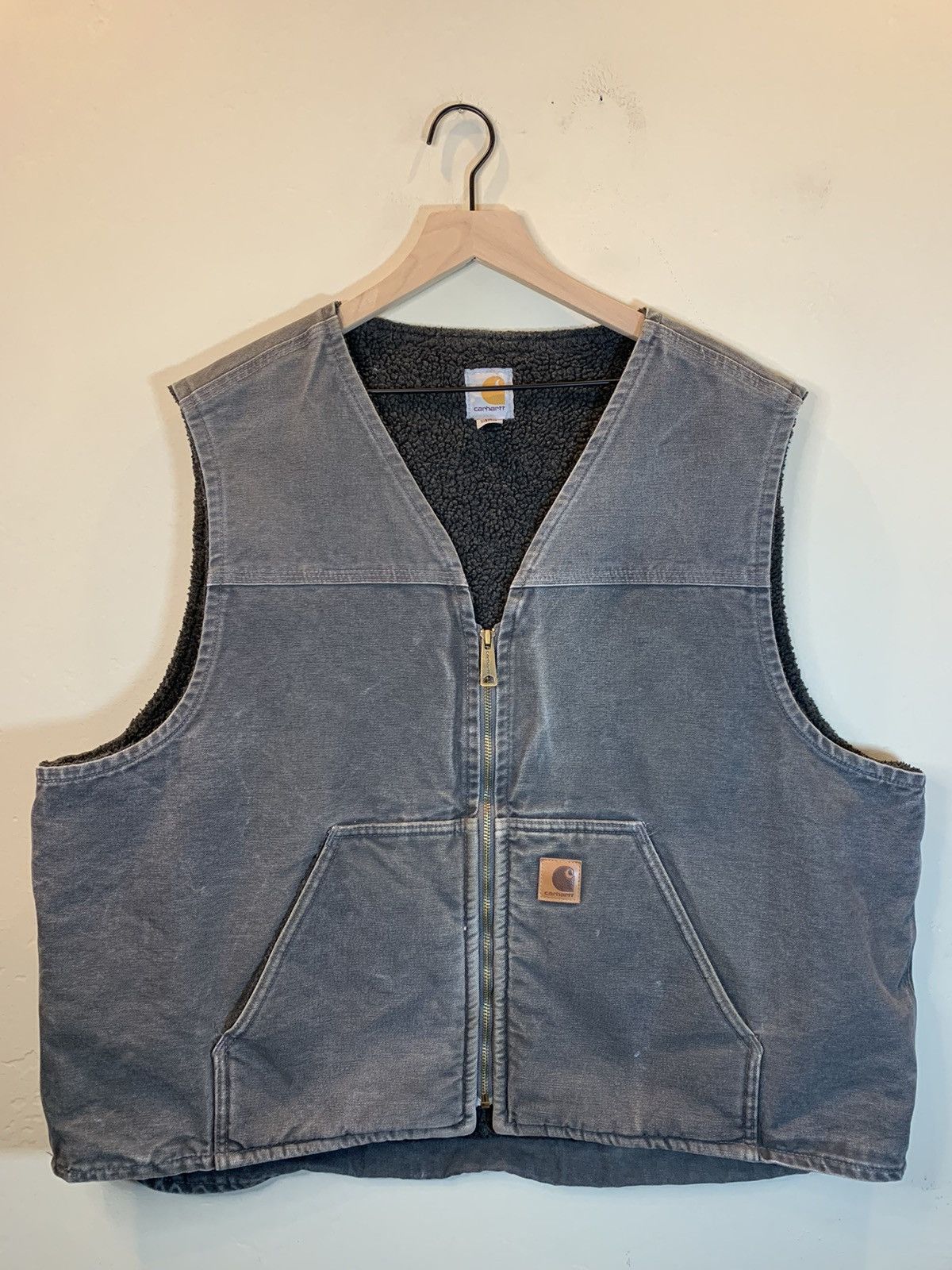 Carhartt × Designer *RARE* Carhartt Smoky Faded Fleece Lined Denim Work Vest 2XL Size US XXL / EU 58 / 5 - 1 Thumbnail