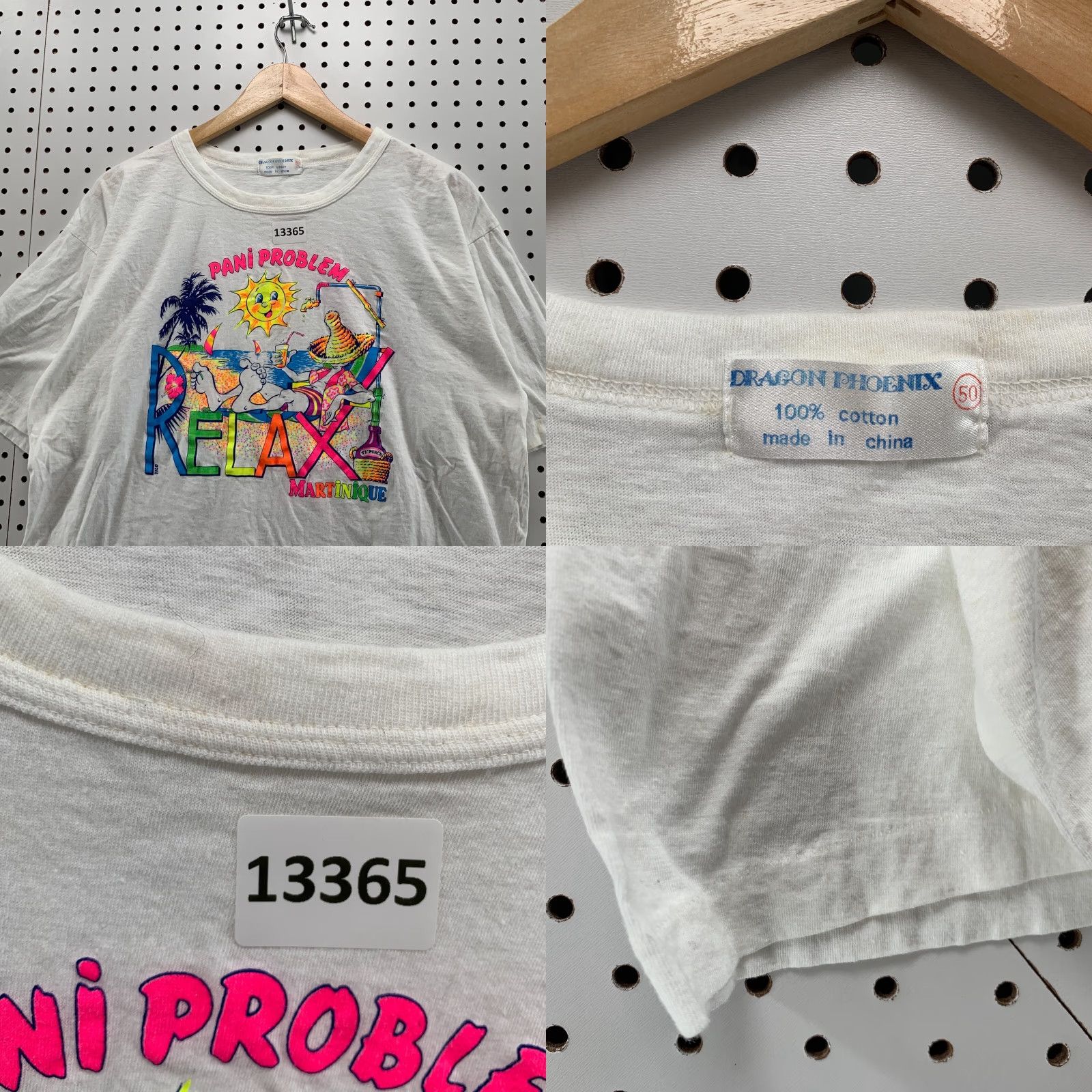 Vintage VINTAGE Dragon Phoenix T-Shirt White Short Sleeve XL Relaxed Unisex Adults 80s 90s Pani Problem Relax Martinique Shirt Mens Size US 33 - 8 Thumbnail