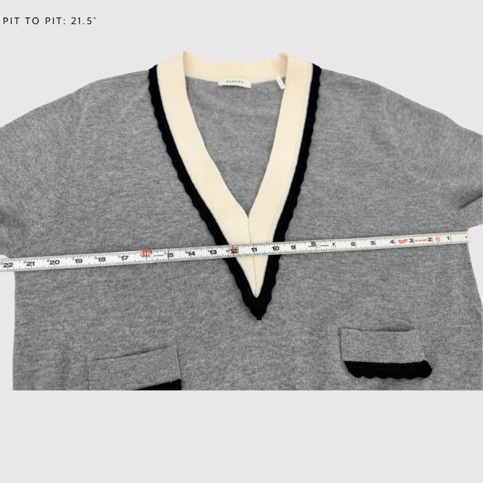 Sandro Sandro Wool Cashmere Sweater Contrast Trim Grey Size 3 Size M / US 6-8 / IT 42-44 - 7 Thumbnail