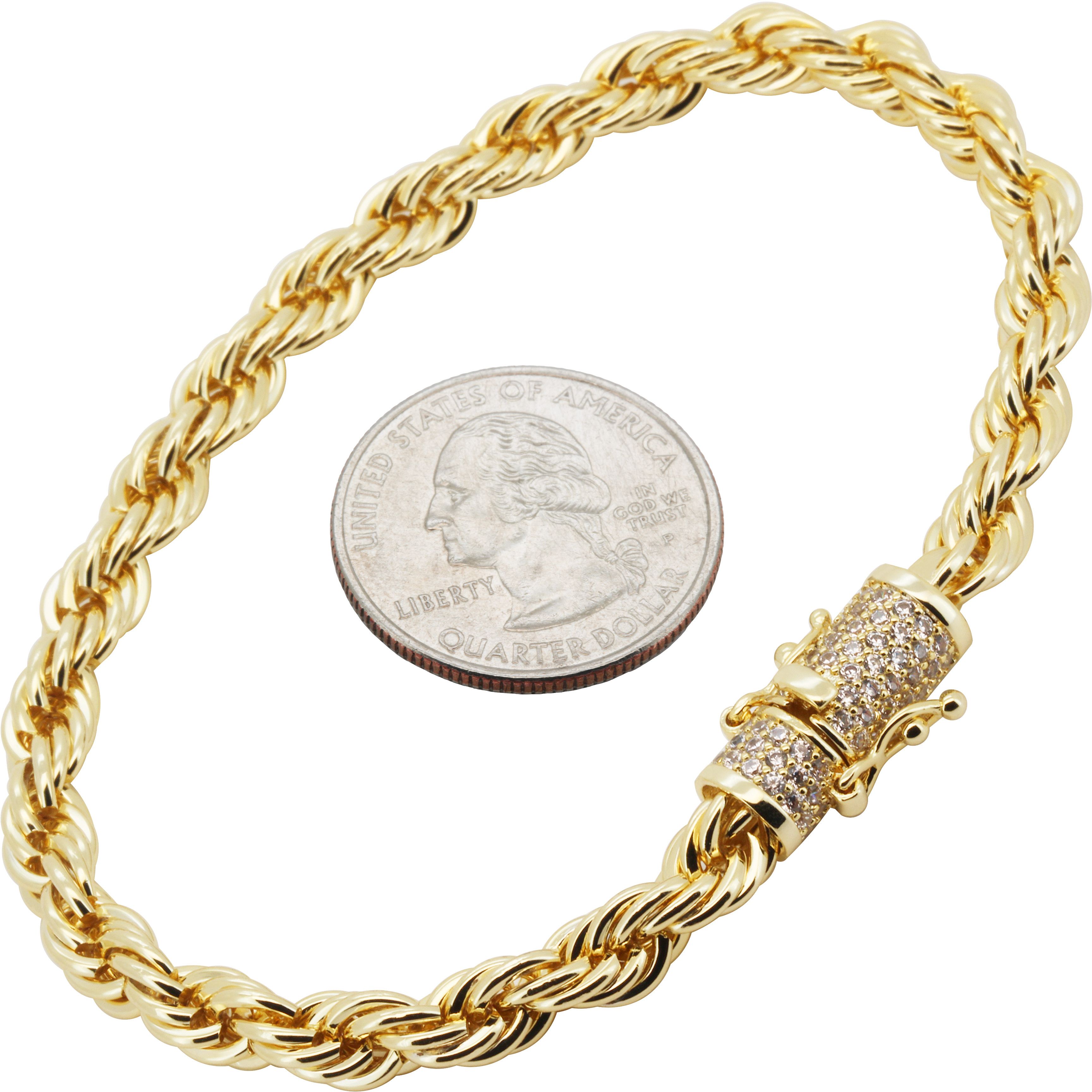 Other 14k Yellow Gold Filled AAA CZ 6mm Rope Bracelet 7.5” Size ONE SIZE - 1 Thumbnail